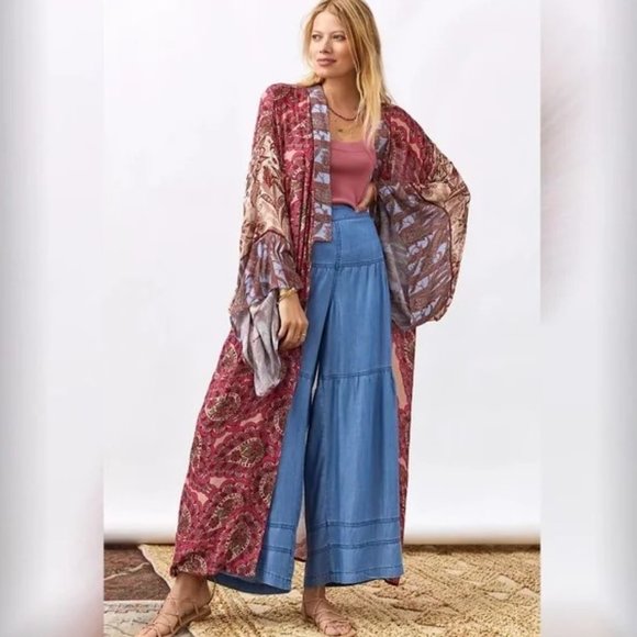NWT Anthropologie Bl-nk Floral Swirl Cover-Up Kimono One size - Picture 7 of 7